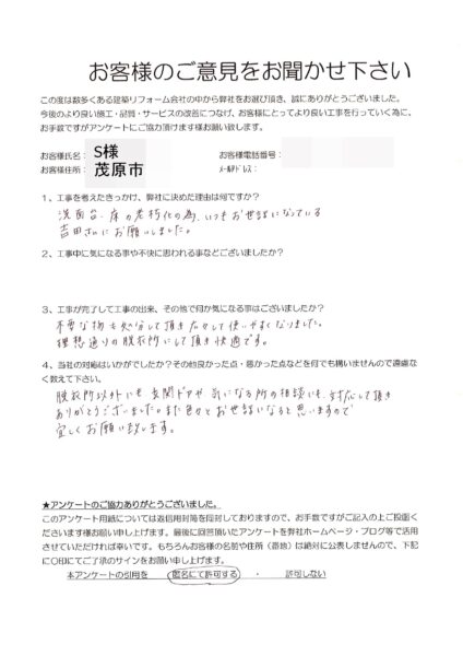 茂原市　S様　洗面所リフォーム工事