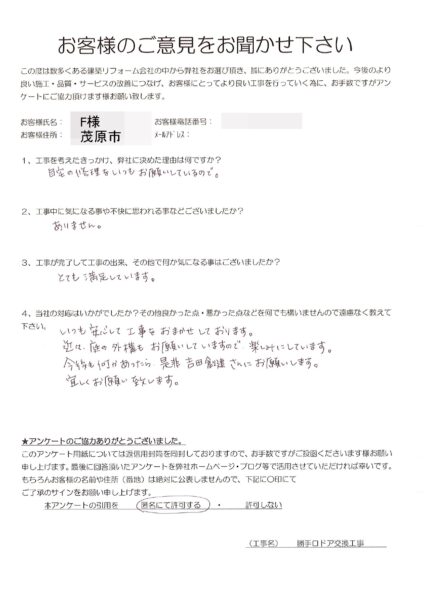 茂原市　F様　勝手口ドア交換工事